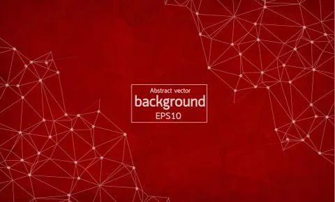 Geometric Red Polygonal background molecule and communication. Connected line Stock Illustration