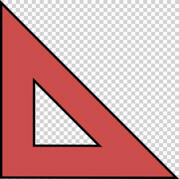 Geometric red right triangle flat design is showing on transparent background, Stock Illustration