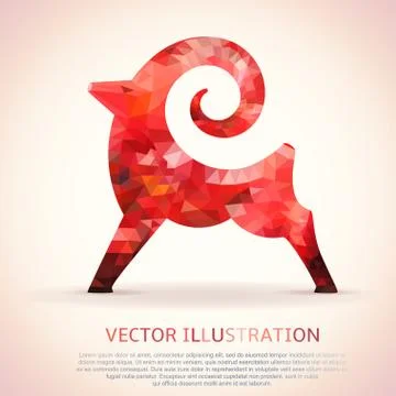 Geometric red shape of the Goat. Stock Illustration