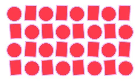 Geometric red shapes on white background, Red circles and rectangles pattern, イラスト素材