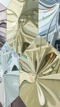 Geometric reflections, abstract hexagonal metal surfaces with intricate pat.. Stock Photos