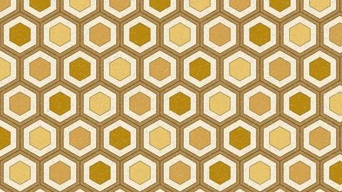 Geometric repeating hexagon pattern with warm color tones illustration Stock Illustration