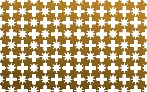 Geometric repeating pattern combines white starbursts and plus symbols across a Ilustración de archivo