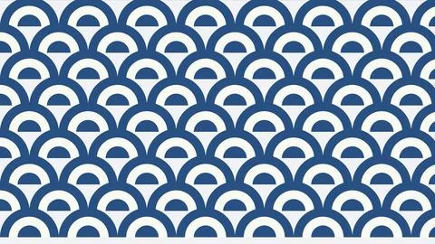 Geometric repeating semicircles pattern in navy and white abstract design Stock Illustration
