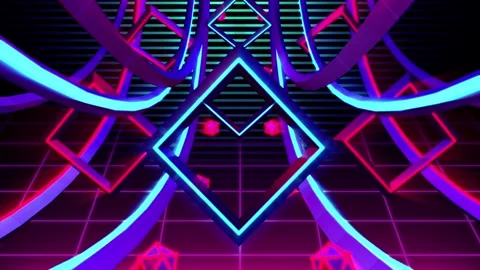 Geometric retro neon VJ Loop Stock Footage 260157569
