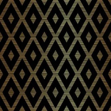 Geometric Rhombus Pattern Background in Gold and Black Color Stock Illustration