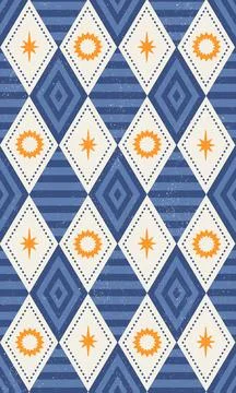 Geometric rhombus pattern seamless star burst blue background vector Stock Illustration