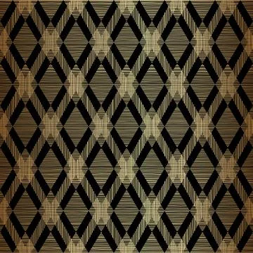 Geometric Rhombus Seamless Pattern Design Gold on Black Background Stock Illustration