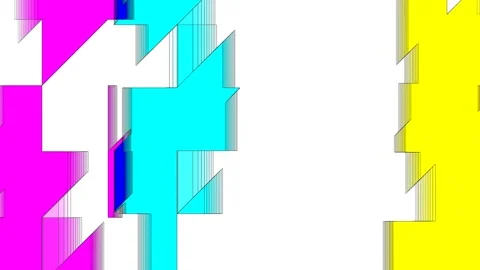 Geometric Rightward Motion Glitch Line Shape Pattern Sideway Yellow Cyan Pink  Stock Footage 323768774