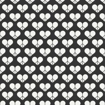 Geometric romantic line seamless pattern with hearts. Wrapping paper. Scrapbook Stock Illustration