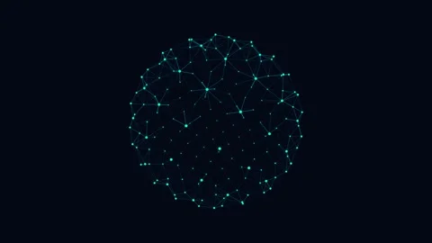 Geometric rotating digital plexus global network sphere seamless loop animation Video stock 347081344