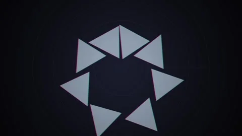 Geometric rotating triangle animation with digital chromatic aberration Stock Footage 340348503