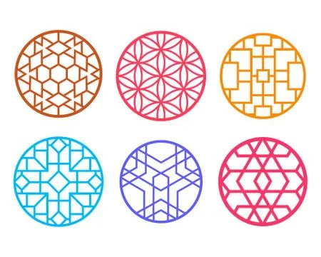 Geometric round Chinese pattern window frame Stock Illustration