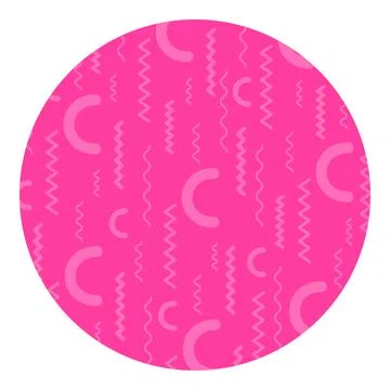 Geometric round circle shape memphis doodle scribble pattern design element pink Stock Illustration
