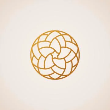 Geometric round Eastern star logo. Vector circular arabic ornamental symbol Stock Illustration