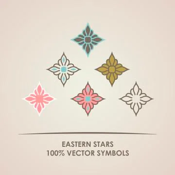 Geometric round Eastern star logo. Vector circular arabic ornamental symbol Stock Illustration