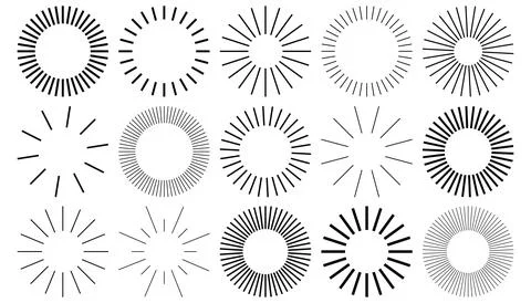 Geometric round line art frames, vertical thin lines in the circle. Abstrac.. Stock Illustration