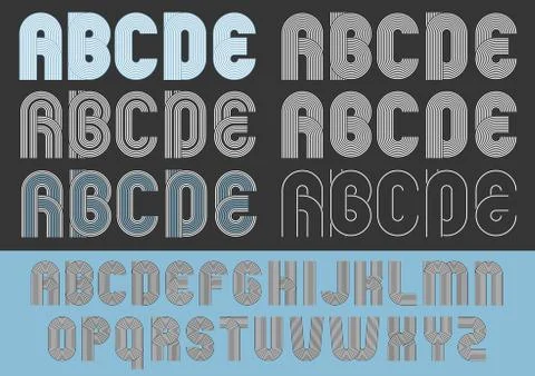 Geometric round lines typeface Stock Illustration