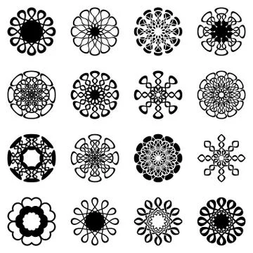 Geometric round ornaments collection Stock Illustration