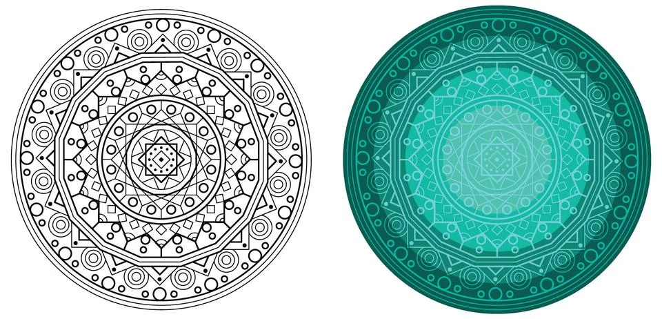 Geometric round pattern. Mandala for coloring book. Stock Illustration
