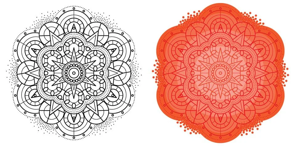 Geometric round pattern. Mandala for coloring book. Stock Illustration
