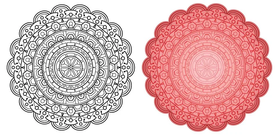 Geometric round pattern. Mandala for coloring book. Stock Illustration
