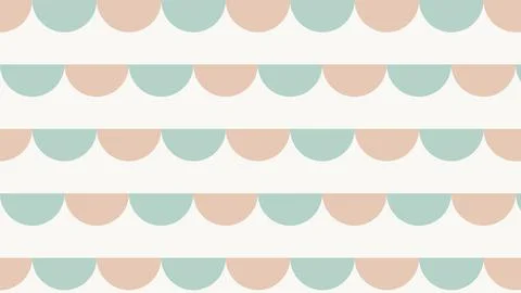 Geometric scalloped stripes pattern with mint green and peach colors Stock Illustration
