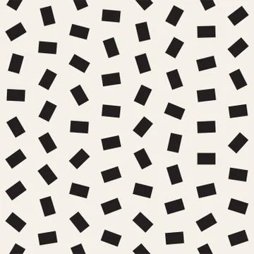 Geometric Scattered Shapes. Vector Seamless Black and White Pattern Stock Illustration