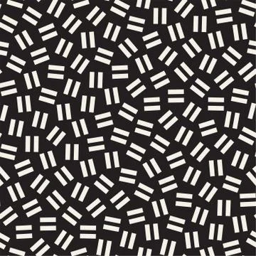 Geometric Scattered Shapes. Vector Seamless Black and White Pattern Stock Illustration