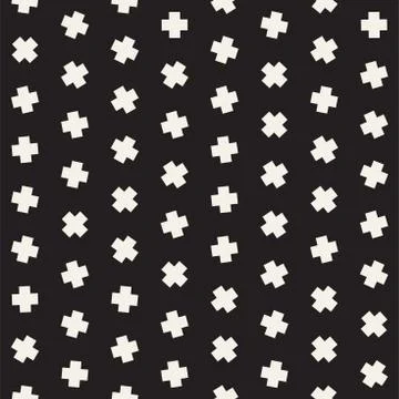 Geometric Scattered Shapes. Vector Seamless Black and White Pattern Stock Illustration