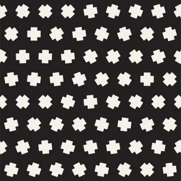 Geometric Scattered Shapes. Vector Seamless Black and White Pattern 스톡 일러스트