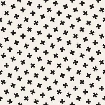 Geometric Scattered Shapes. Vector Seamless Black and White Pattern Stock Illustration