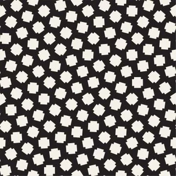 Geometric Scattered Shapes. Vector Seamless Black and White Pattern Stock Illustration