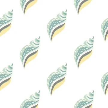 Geometric sea shell vector illustration. Doodle seashells seamless pattern on Stock Illustration