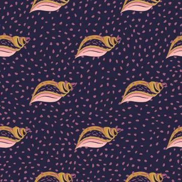 Geometric sea shell vector illustration in doodle style. Hand drawn seashells 库存插图