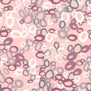 Geometric seamless abstract pattern with rings silhouettes. White, pink and p Stock Illustration
