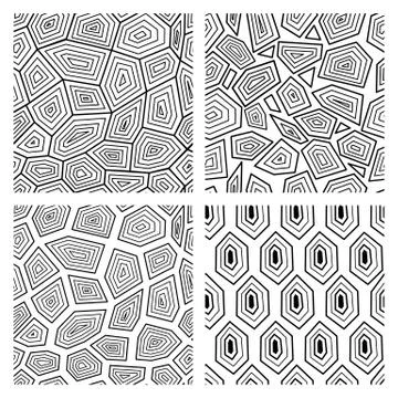 Geometric seamless art deco pattern of turtle shell vector illustration. Stock Illustration