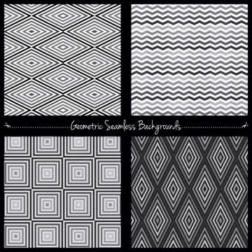 Geometric seamless background set Stock Illustration
