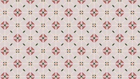 Geometric Seamless Batik Loop Video, Elegant Vintage Tile Pattern Background Stock Footage 337291307