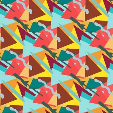 Geometric seamless beautiful color pattern in retro style 스톡 일러스트