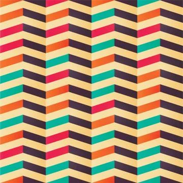 Geometric seamless chevron pattern in retro colors Stock Illustration