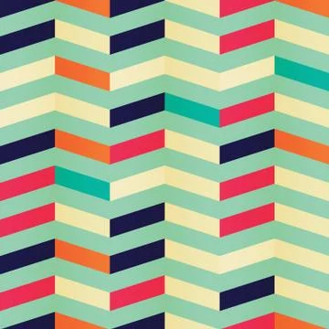 Geometric seamless chevron pattern in retro colors Stock Illustration