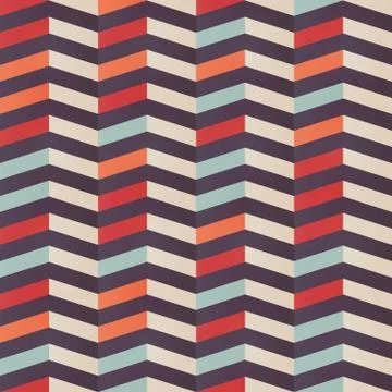 Geometric seamless chevron pattern in retro colors Stock Illustration