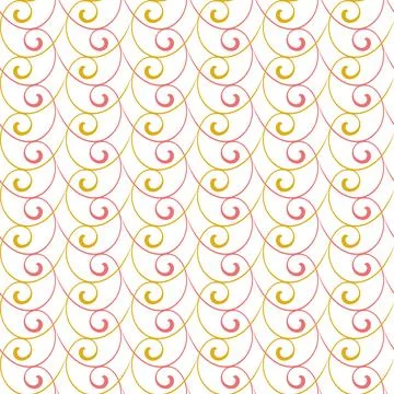 Geometric Seamless Colored Pattern with red and golden waves. Classic Ornament イラスト素材