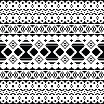 Geometric seamless ethnic pattern. Aztec Navajo tribal style with pixel pattern. Illustrazione stock