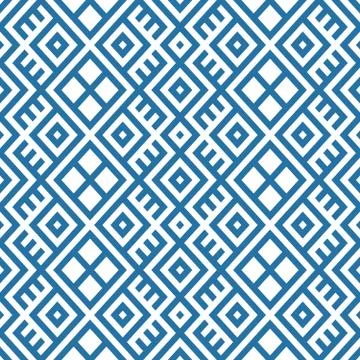 Geometric seamless ethnic pattern background in blue and white colors Stock Illustration