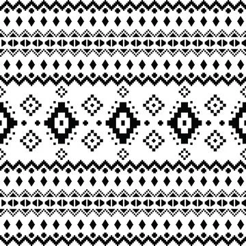 Geometric seamless ethnic pattern in native tribal style. Pixel pattern. Stock Illustration