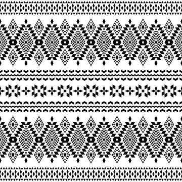 Geometric seamless ethnic pattern in native tribal style design for fabric. Stock Illustration