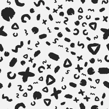 Geometric seamless hand drawn pattern Stock Illustration