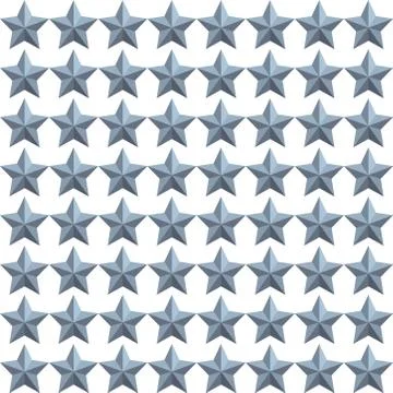 Geometric seamless pattern. 2d five-pointed steel silver gray stars isolated  Stock Illustration